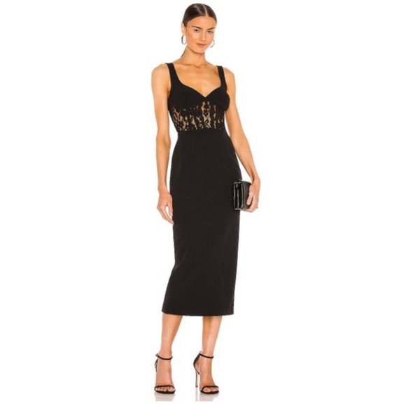 BARDOT CORSET LACE PANEL DRESS IN BLACK US 10 - Picture 2 of 16